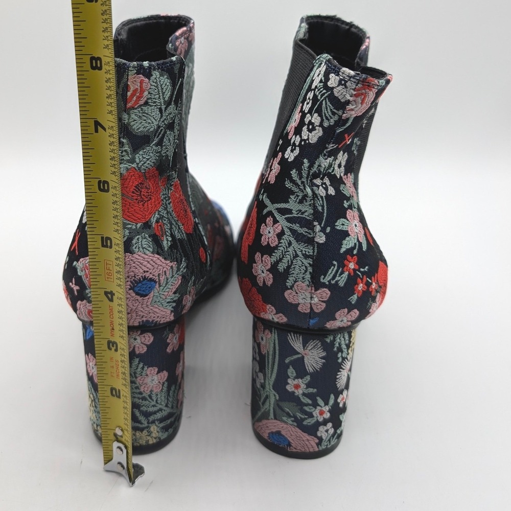 Indigo Rd Boots Womens 9.5 Blue Floral Embroidered Artsy Ankle Satin Victorian - Picture 5 of 9